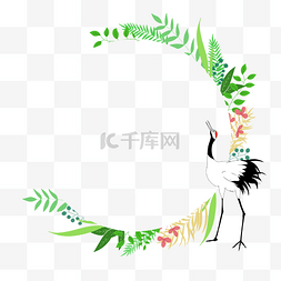 仙鹤中国风边框图片_仙鹤春夏植物装饰