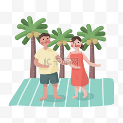 夏日夏季椰树情侣一起跳舞