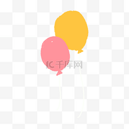 橙黄色气球图片_两个漂浮的氢气球