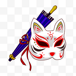 手绘日本狐狸面具装饰