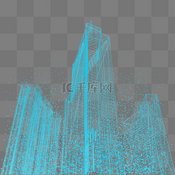 ui点线图片_楼空间城市仰视科技数据光点线蓝