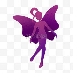 紫色飞翔仙女剪影