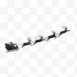 圣诞老人麋鹿车剪影