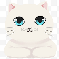 可爱手绘大眼睛图片_小白猫可爱白色卡通猫咪