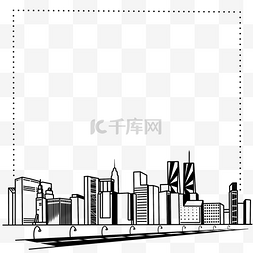 城市建筑图片_城市简约线条边框