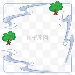 河流logo图片_河流边框卡通插画