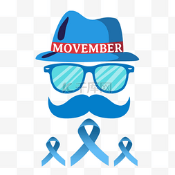 movember蓝色的帽子眼镜胡子