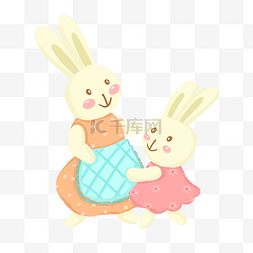 母亲节兔子图片_兔子妈妈和宝宝PNG免抠图