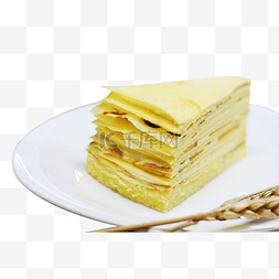 千层蛋糕蛋糕图片_盘子里的芒果千层甜点
