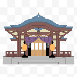 手绘日本传统寺庙建筑
