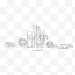 城市建筑线描图片_线描大连建筑群