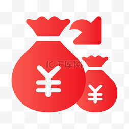 金锣图标图片_卡通红色钱袋转移图标