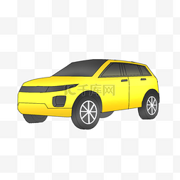 仿真卡通高级黄色轿车汽车插画