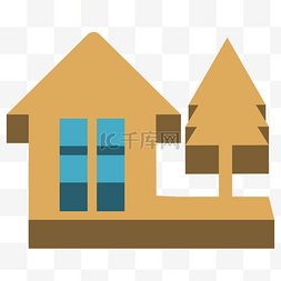 房屋元素图片_农村考提吉酒店在山上的树木图标