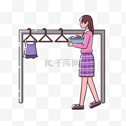 衣服晒衣服图片_做家务女士凉晒衣服