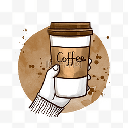 卡通咖啡店图片_手拿咖啡PNG免抠素材