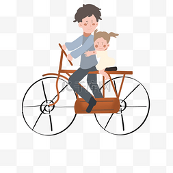 车图片_女儿坐在父亲自行车后座父亲节素