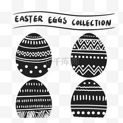 黑色简约手绘复活节彩蛋