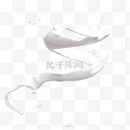 白色饮品图片_旋转流淌的牛奶液体3d元素