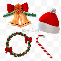 圣诞节帽子图片_圣诞节C4D立体圣诞装饰