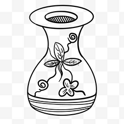 线描花瓶装饰插画