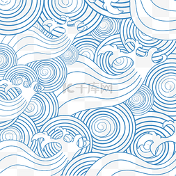 潮底纹图片_日本浮世绘底纹海浪纹理