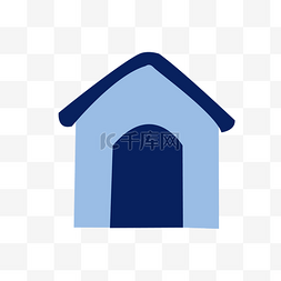 蓝色卡通房子矢量素材