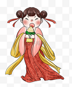 二次元美女图片_复古风侍女吃粽子