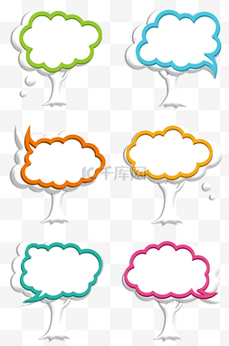 思考气泡联想彩色气泡树系列剪影