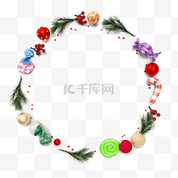 球球绿色立体图片_圣诞节糖果圆环
