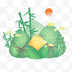 竹子剪纸风图片_端午节创意粽子山