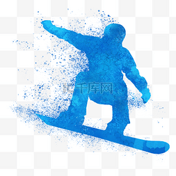 滑雪山道图片_蓝色滑雪人影剪影