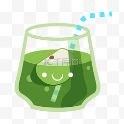 奶茶饮品矢量图片_夏日饮料果汁矢量绿色的苹果果汁