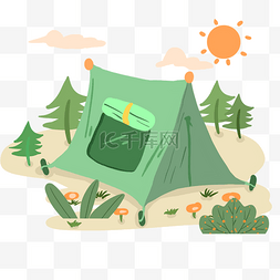 山脚下露营的人图片_露营的绿色帐篷