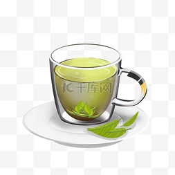 玻璃杯质感绿茶设计元素