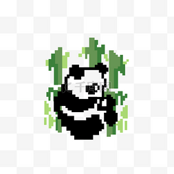 网格化图片_吃竹子的熊猫像素图