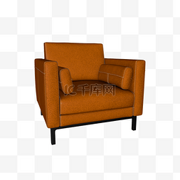 橙色客厅图片_单人沙发