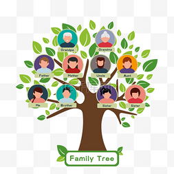 卡通家人头像图片_挂头像的家谱家族树