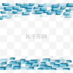 科技方块边框图片_抽象蓝色几何方块元素边框