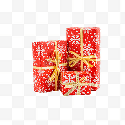 雪花图片_圣诞红色雪花礼物盒