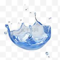 飞溅的蓝色水花图片_跳动的立体水花液体