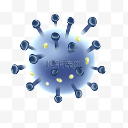 球状图片_蓝色新冠病毒