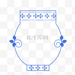 中国风青花瓷蓝色边框