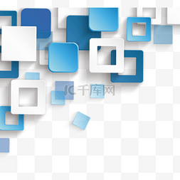 蓝色抽象方形水平渐变商务边框
