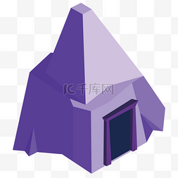 紫色创意图片_紫色创意立体山洞元素