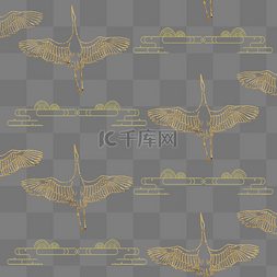 中国风仙鹤金色祥云装饰底纹