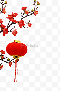 梅花图片_新年梅花小红灯笼