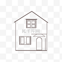 线描稿房子图片_线描小房子