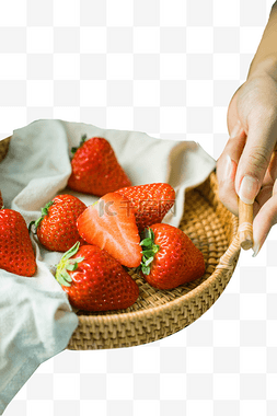 端着食物图片_双手端着草莓