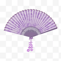 折扇素材免扣图片_复古紫色印花折扇纳凉用品夏季用